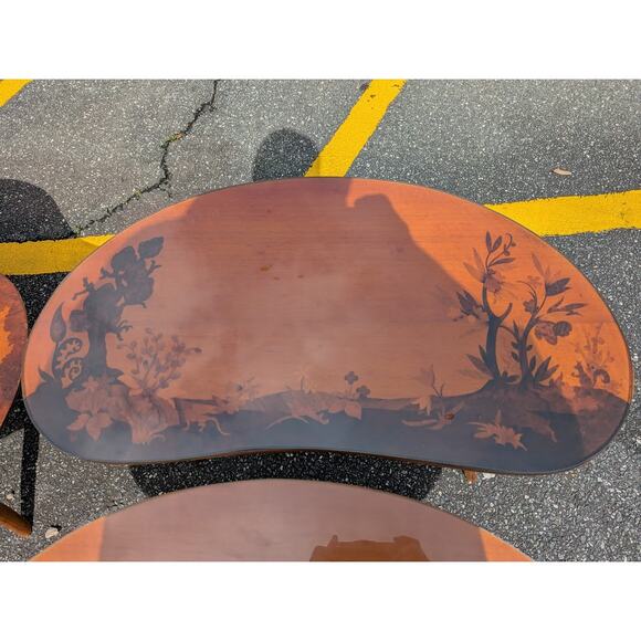 Buchschmid & Gretaux Inlay Inlaid Marquetry 3 pc. Coffee table and 2 End Tables - Picture 12 of 16